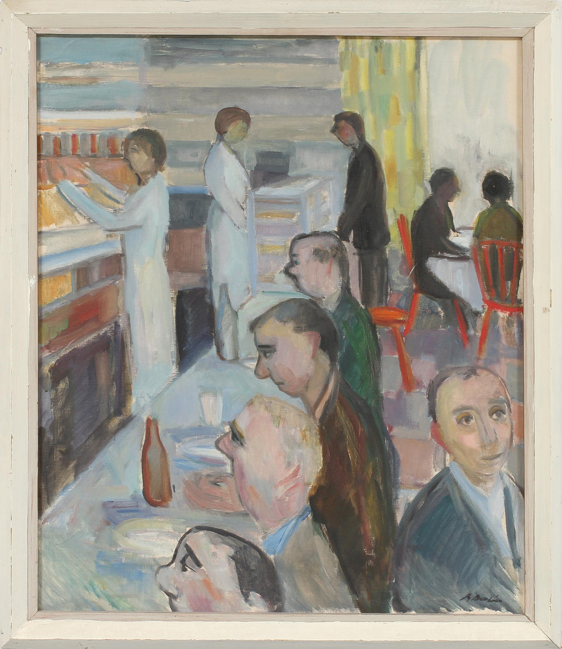 BERTIL BROLIN. Figurscen, olja på duk, signerad.