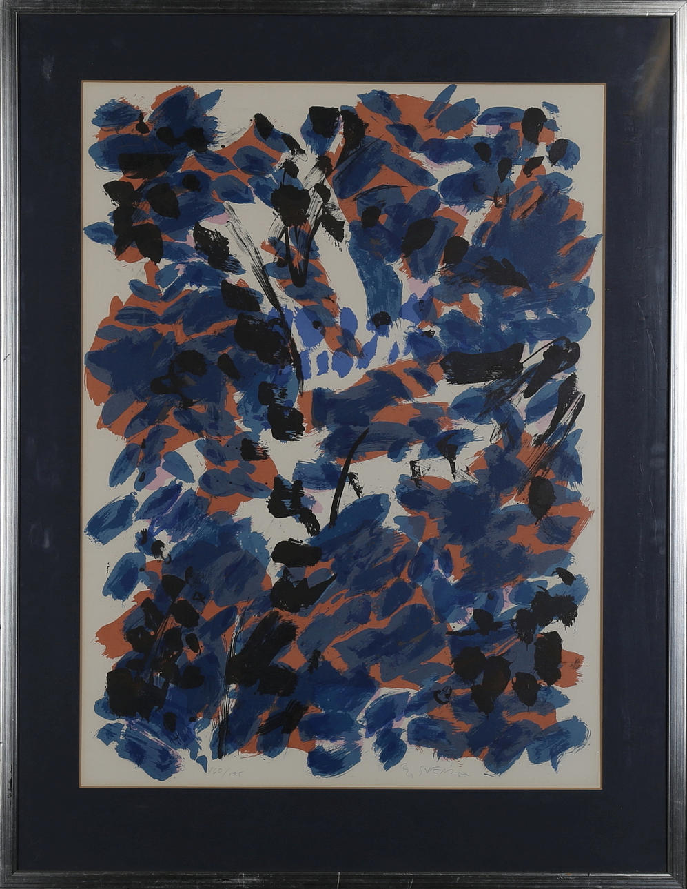 BO SWENSON. "Rastplats", färglitografi, signerad B Swenson och numrerad 160/195.