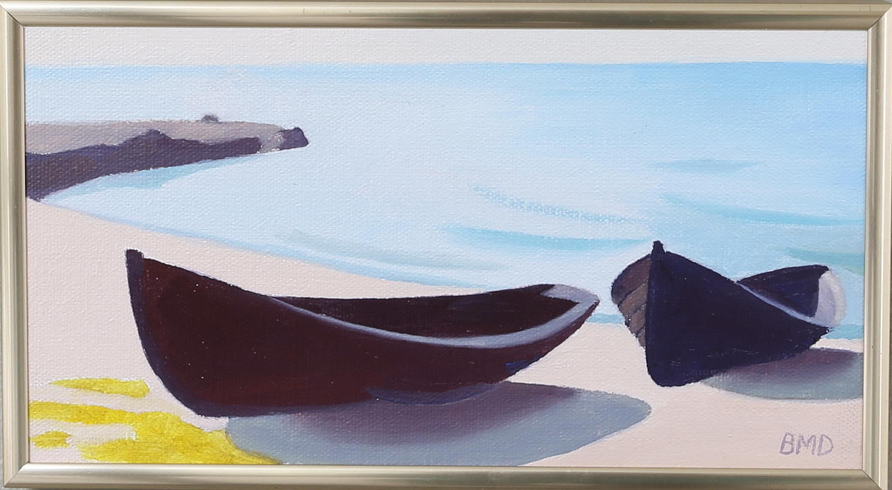 BARBRO DANIELSSON. Tavla, olja på pannå, signerad och daterad 1986, "Nytjärade snipor".