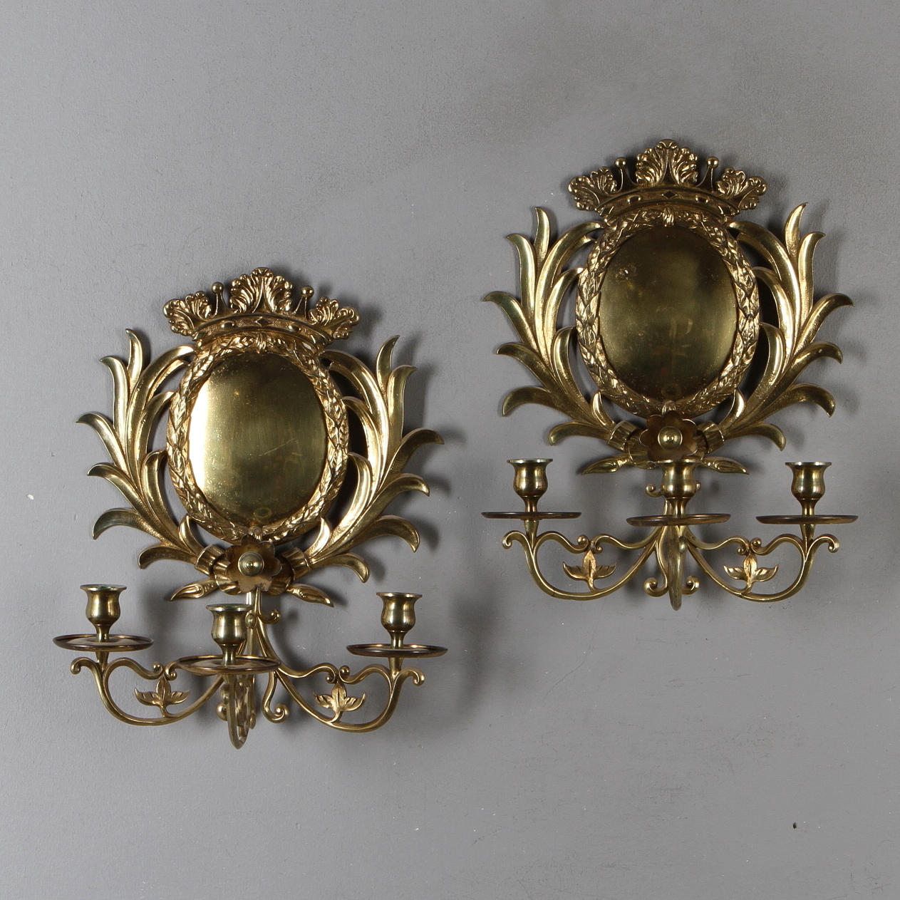 LJUSLAMPETTER, 1 par, mässing, 1900-tal.