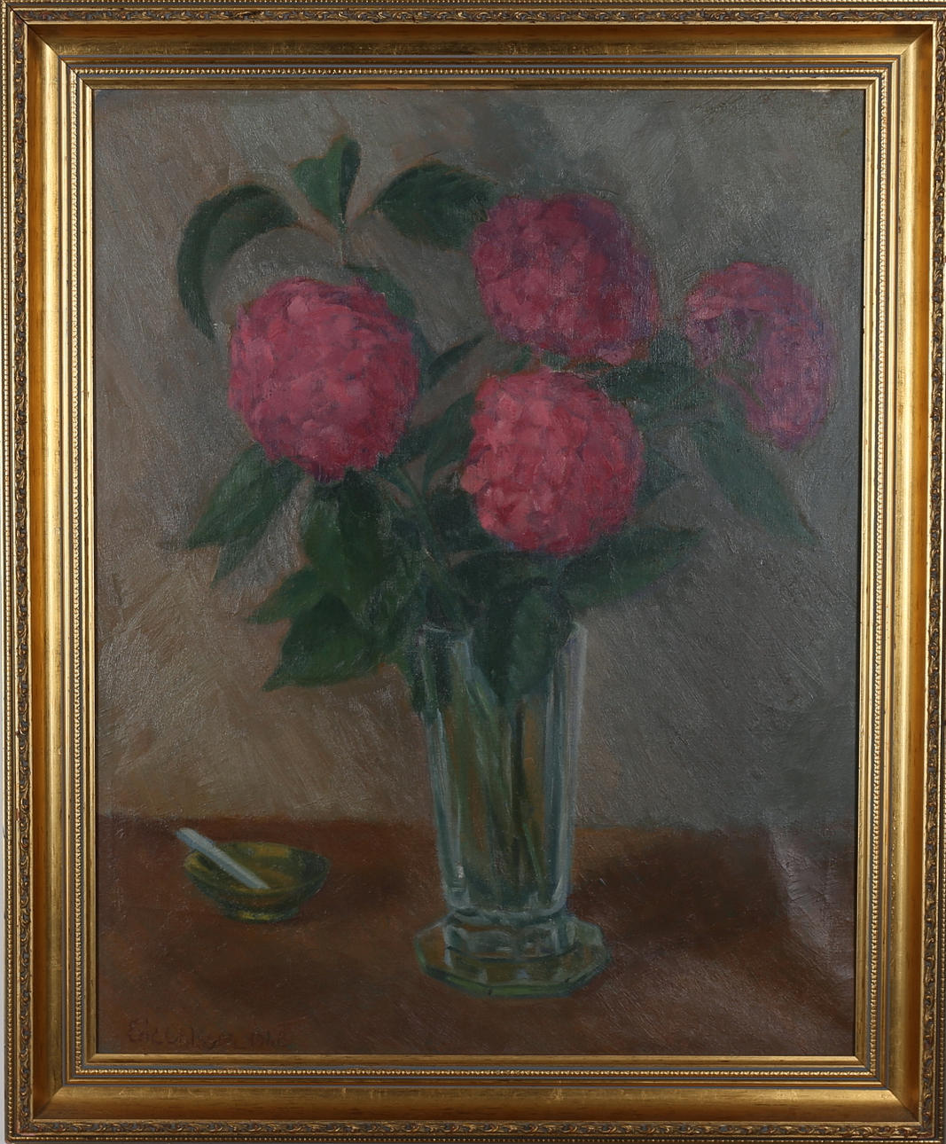 ERIC OHLSSON. Stilleben med hortensior, olja på duk, signerad och daterad 1948.