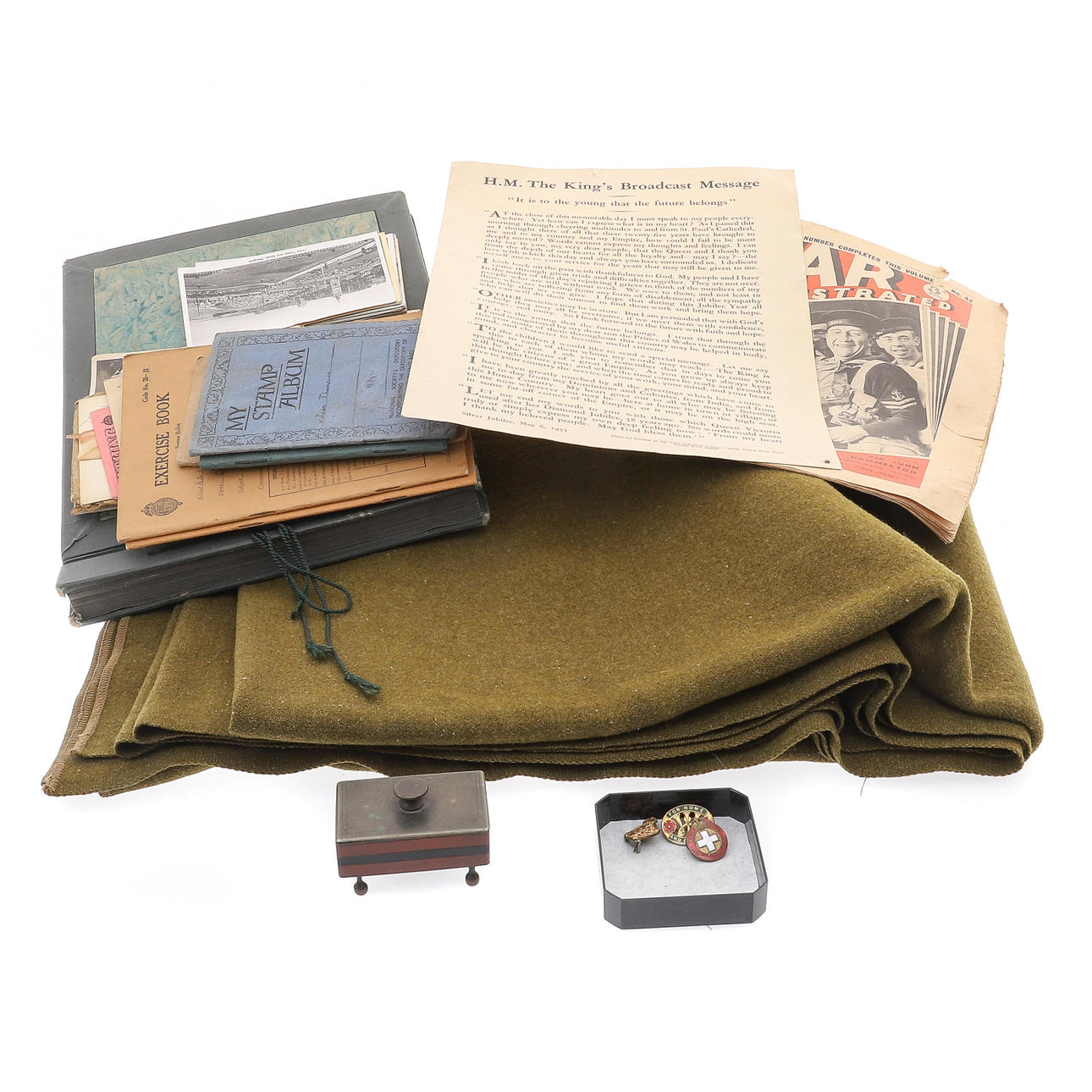 EN AMERIKANSK GRÖN ARMÉFILT.