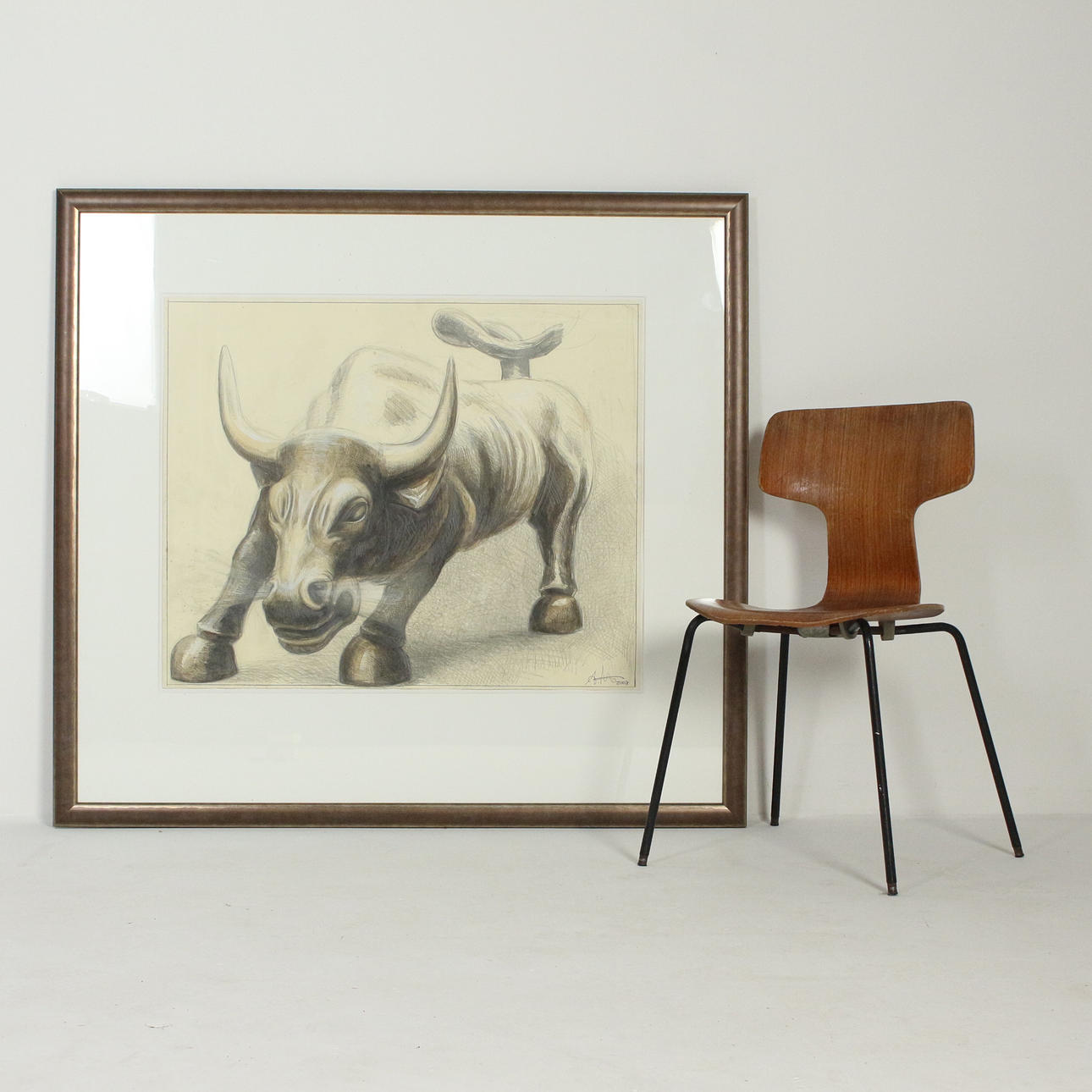 ANDREAS NOSMANN. 'Toro a la carga', técnica mixta.