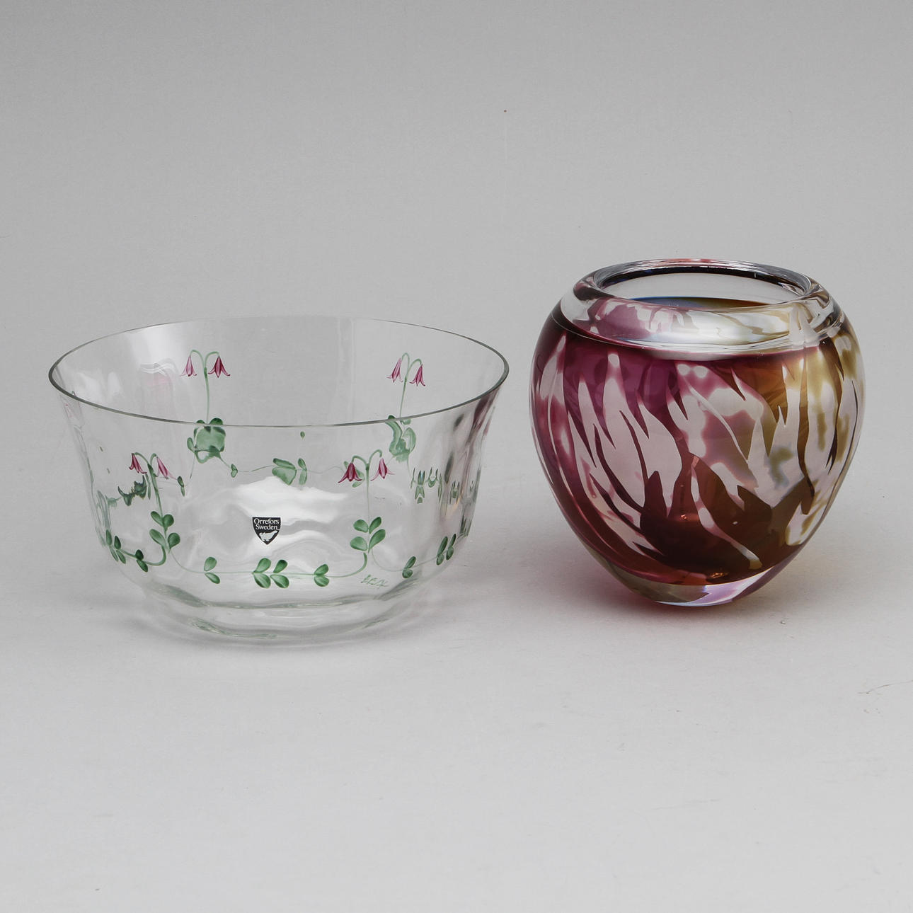 SKÅL samt VAS, glas, Orrefors samt Erikshyttan.