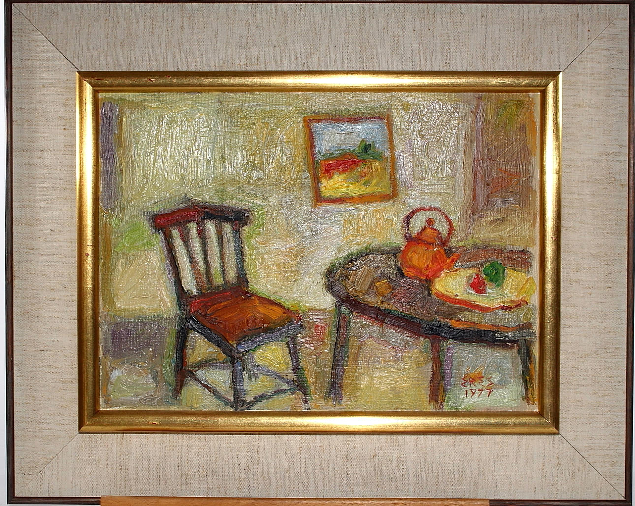 ARNOLD ERES. olja på duk, interiör, signerad daterad 1977.