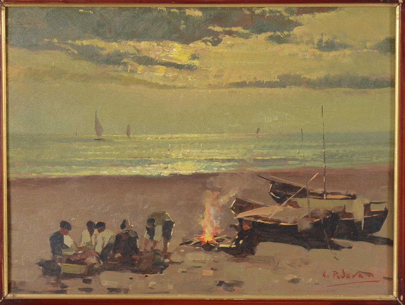 OKÄND KONSTNÄR. Olja på pannå.