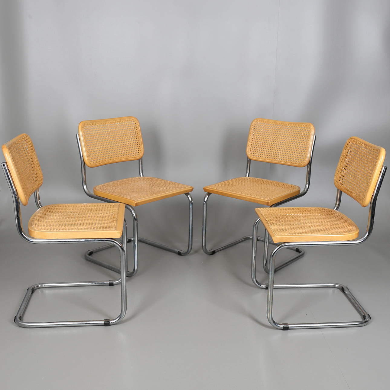 STOLAR, 4 st, stålrör med rottningsits, Italien.