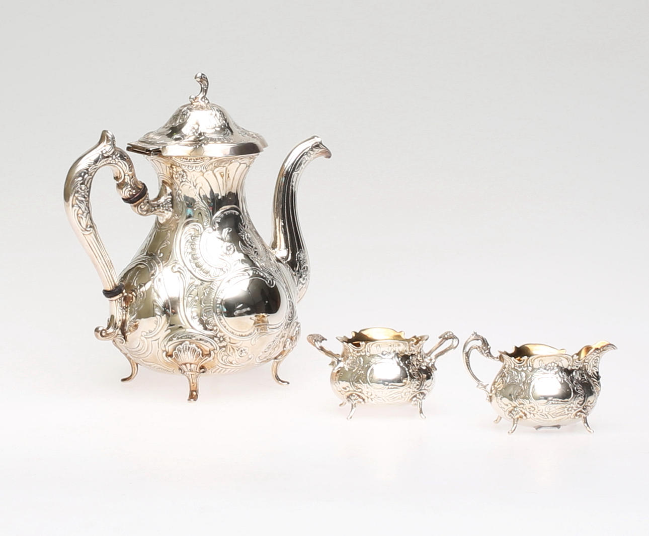 KARL EKMAN. Silverservis, 3 Delar, Silver, Gewe.