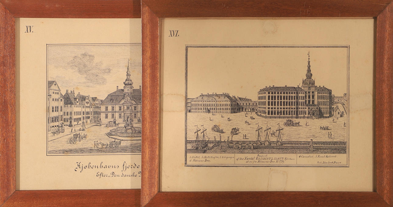 OIDENTIFIERAD KONSTNÄR. Köpenhamnsmotiv, äldre tryck, 1800-tal.