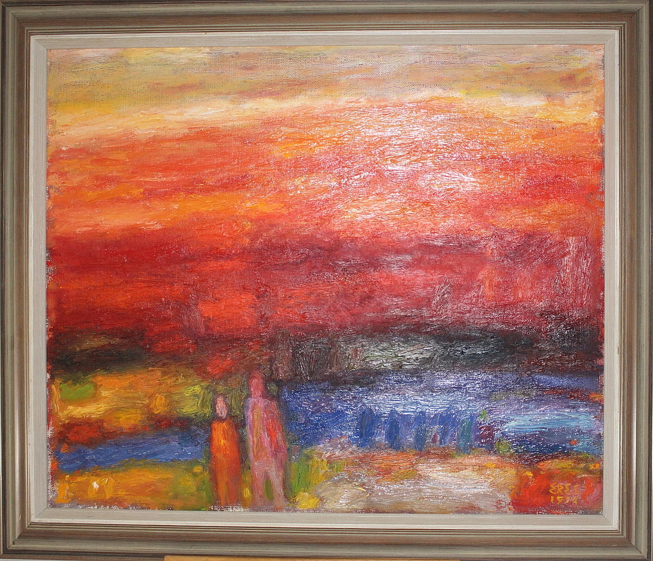 ARNOLD ERES. olja på duk, afton promenad, signerad, daterad 1974.