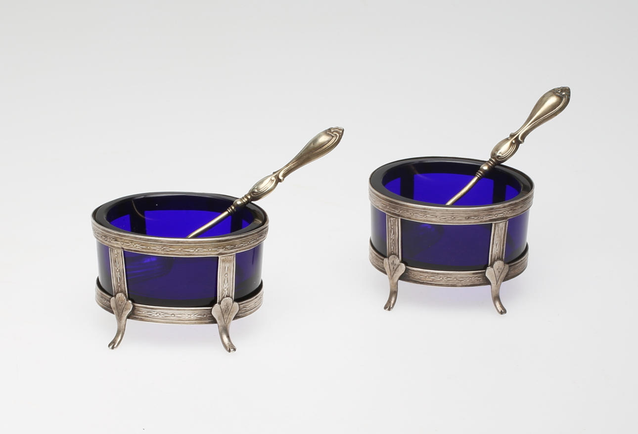 JOHAN WESTERBERG. Saltkar, 1 par, Silver. Sengustavianska, 1824, Piteå.