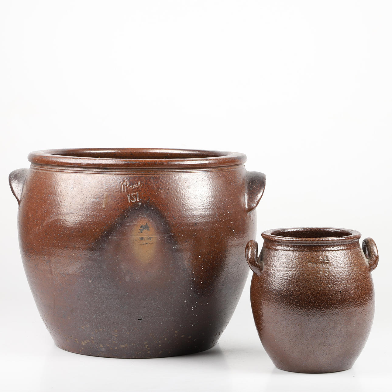 KRUG, 2 Stück, salzglasiert, Raus/Höganäs, 20. Jahrhundert.