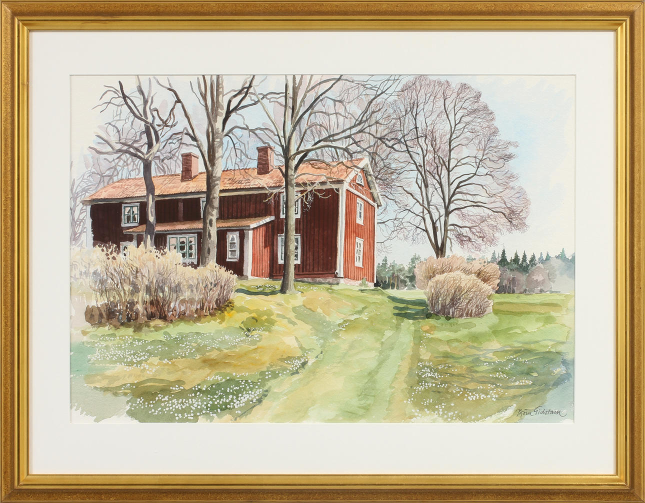 BJÖRN GIDSTAM. Akvarell, signerad.