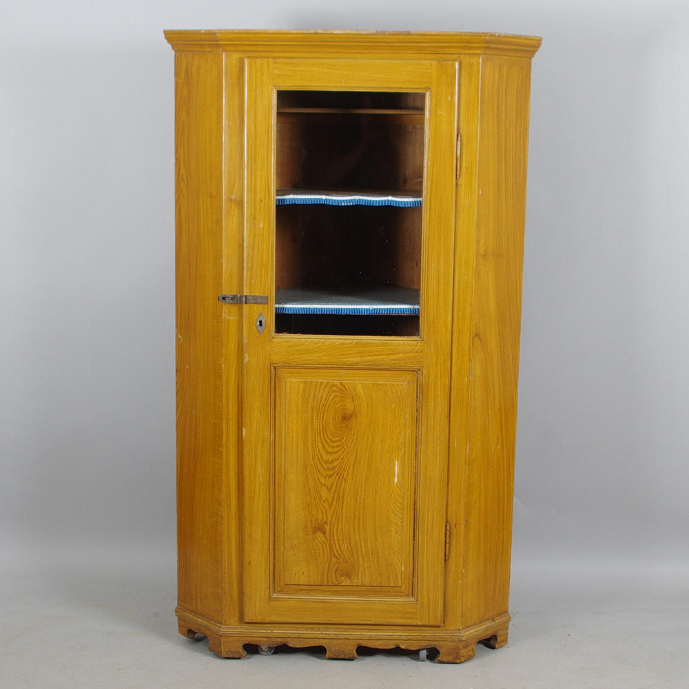 HÖRNSKÅP, drickamålad fur, 1800-tal.