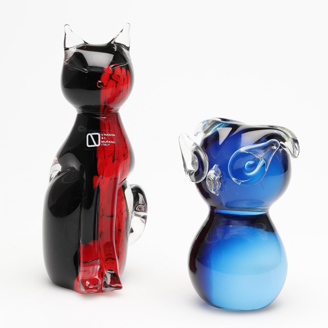 FIGUREN, 2 Stück, Glas, Murano.