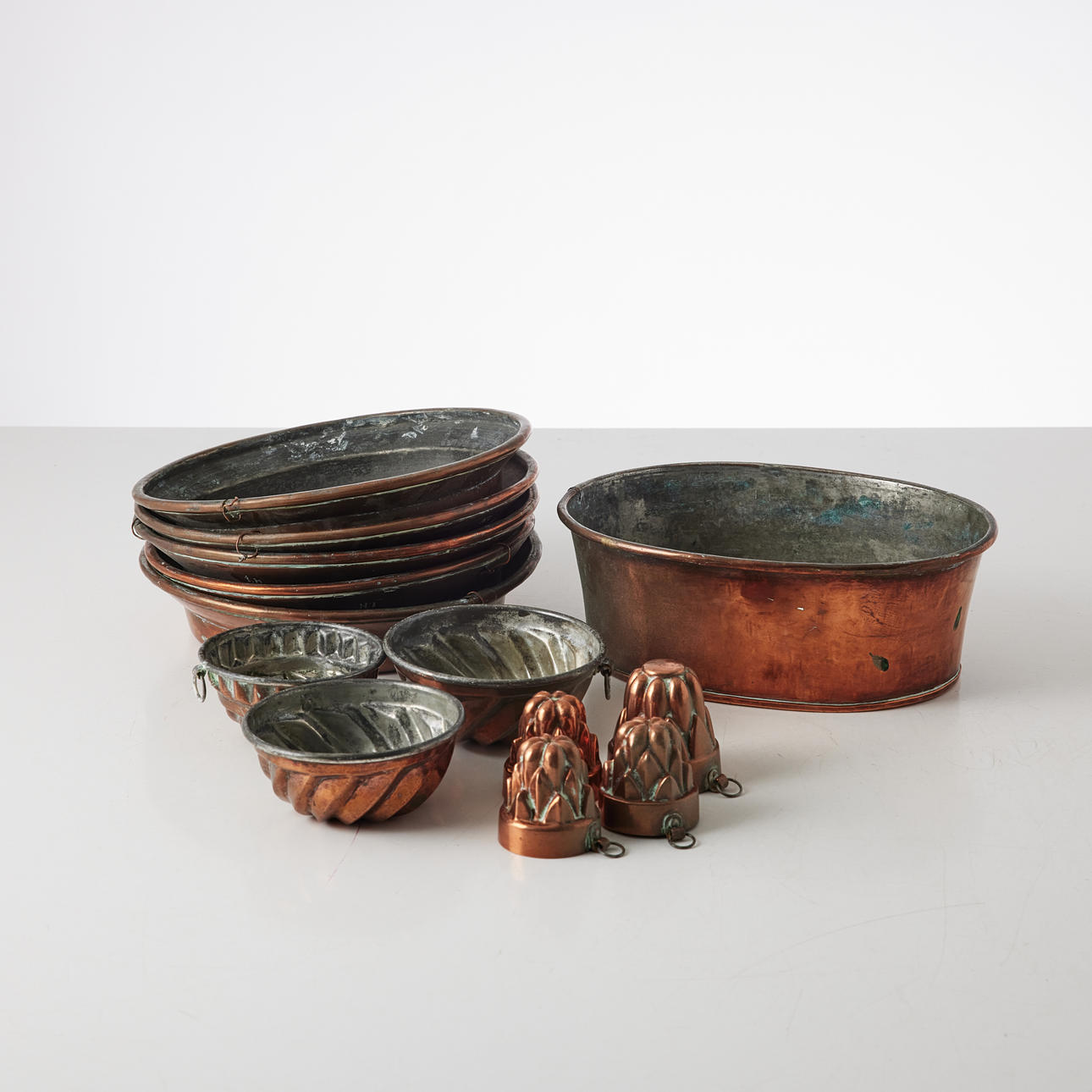 SHAPES, 13 pieces, copper, 1800-1900s.
