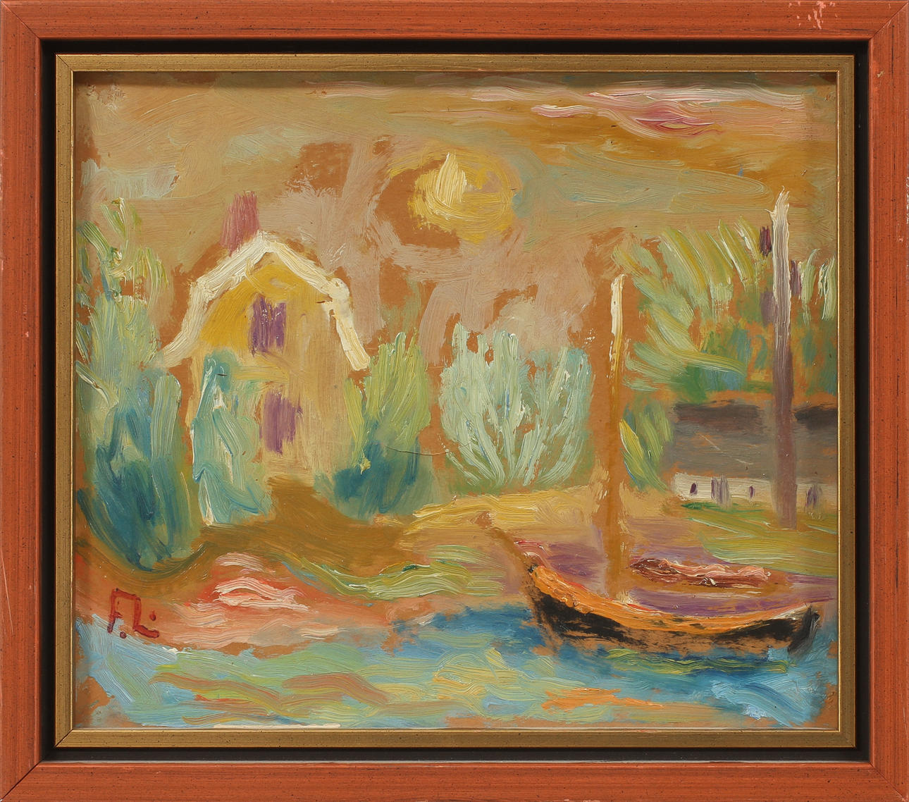 FRANS LARSSON. "Sommar vid Bohuskusten", Olja på papp, monogramsign.