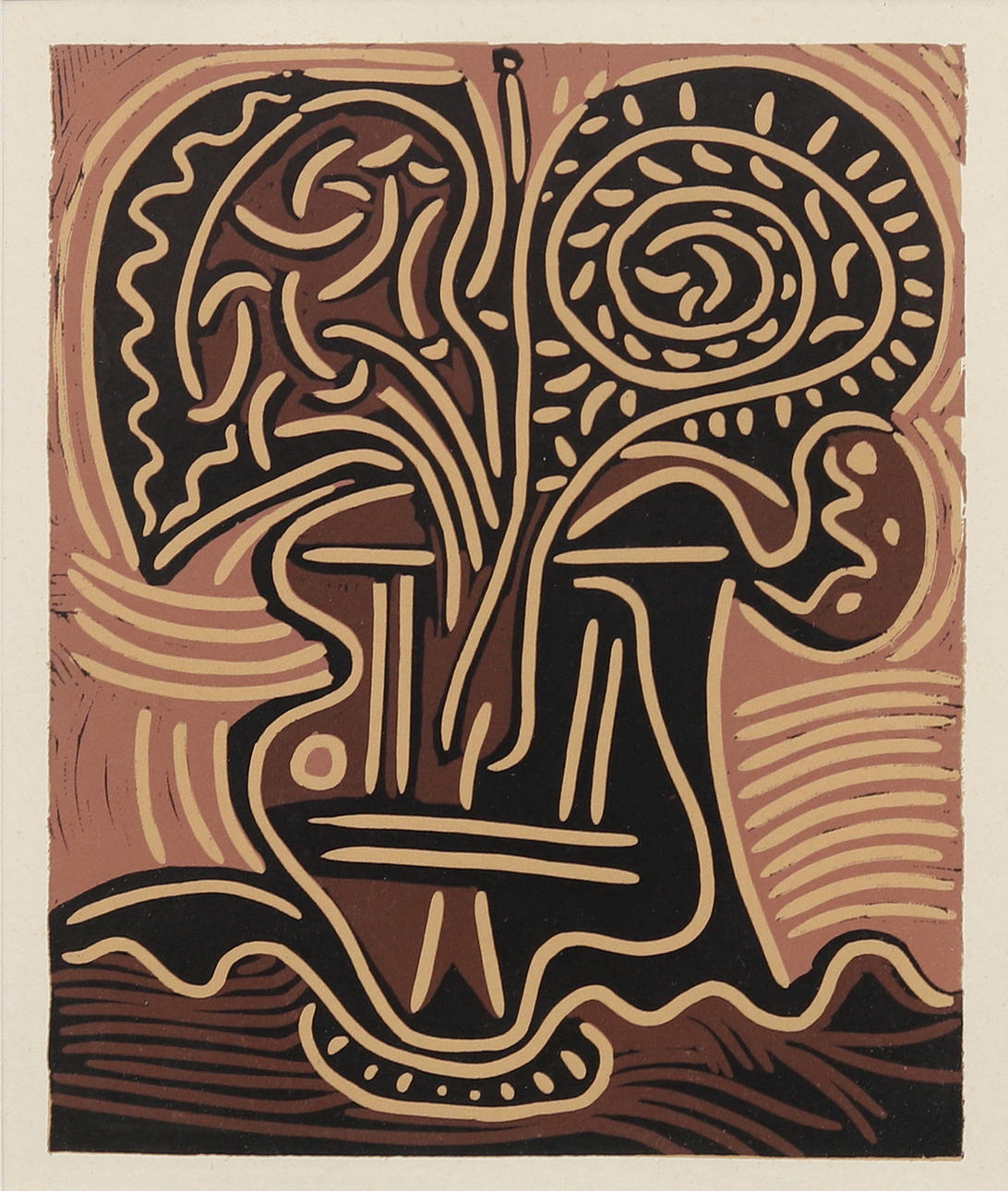 PABLO PICASSO. EFTER. Flower Vase, linoleumsnitt, osignerat.