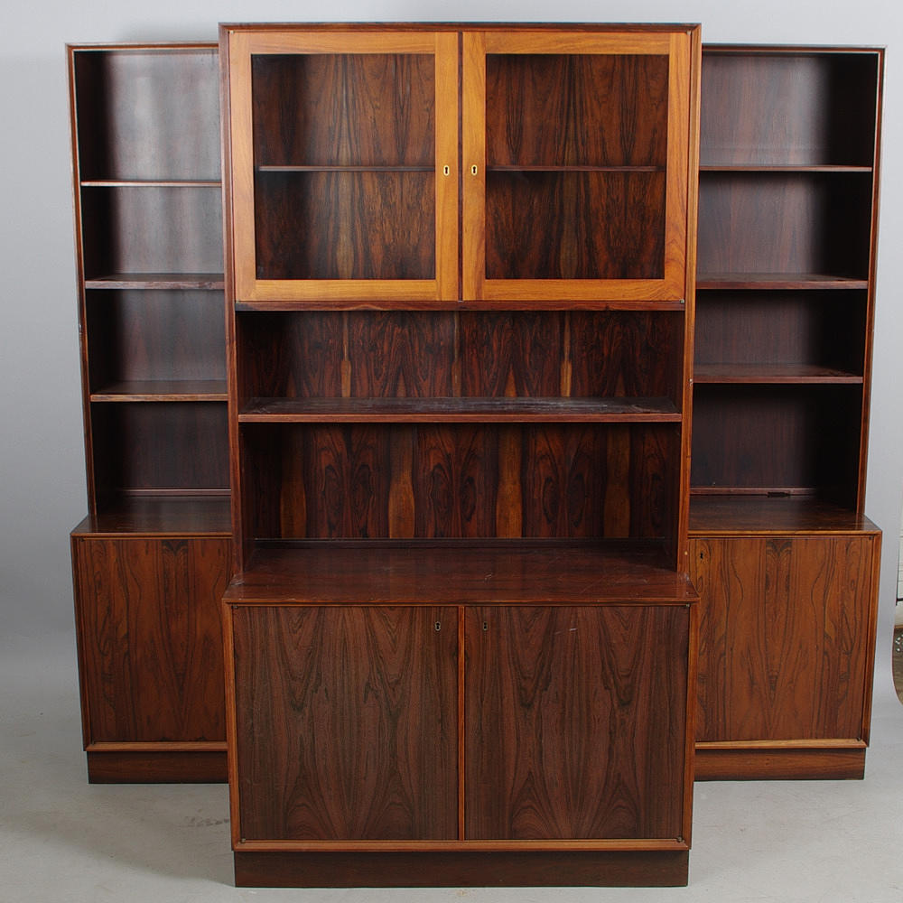 BOKHYLLA, 3 sektioner, jakaranda, Torbjörn Afdal, Bruksbo, Nesjestranda Møbelfabrikk A/S.