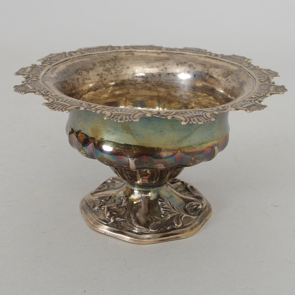 SKÅL, silver, rokokostil, 1855, otydliga stämplar.