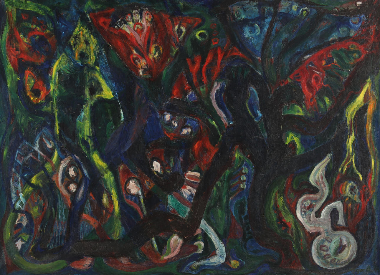 ASGER ANDERSEN (1908-1980) "Cirkelen", olie på lærred.