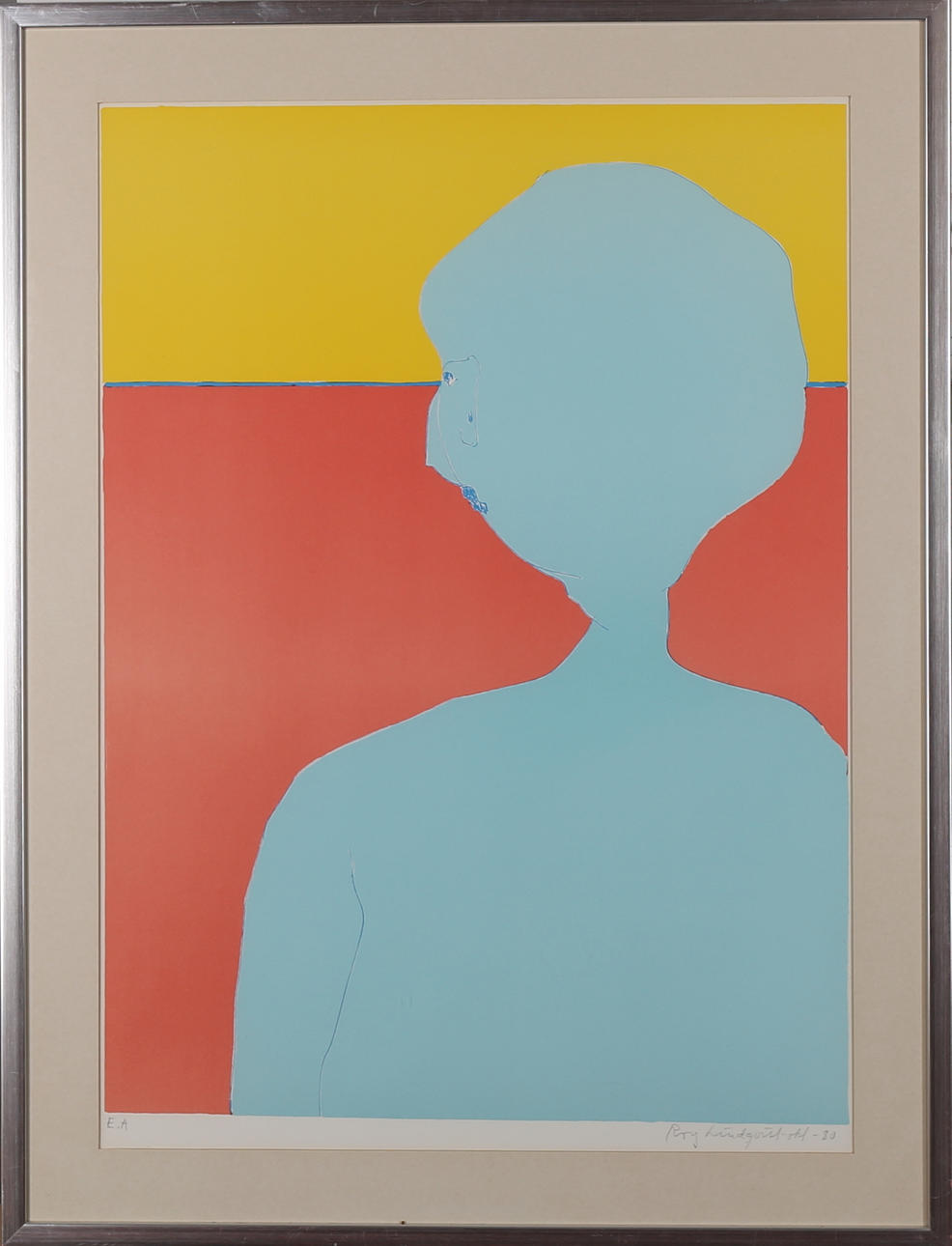 ROY LINDQVIST. Färglitografi, Komposition med figur, Signerad Roy Lindqvist samt daterad okt -80, numrerad E.A.