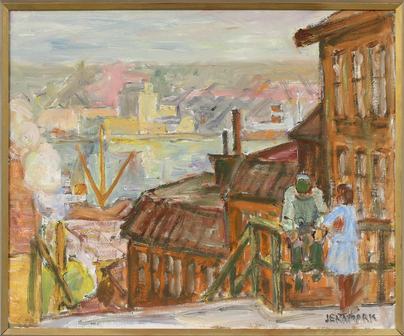 SIGGE JERNMARK. "Utsikt från Johannes kyrkogata", olja på duk, sign.