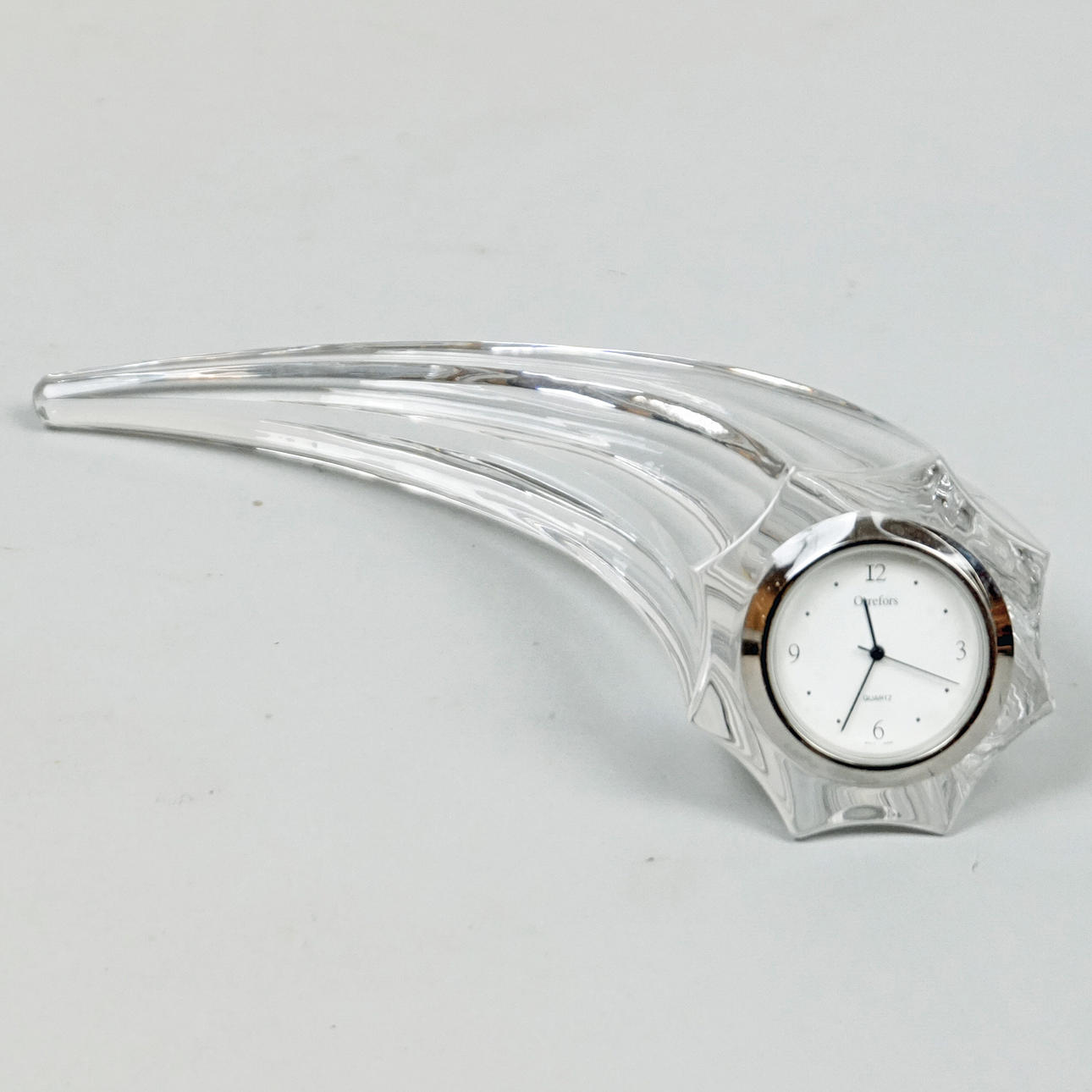 PER SUNDBERG, TABLE CLOCK, "STINGRAY", crystal, Orrefors.