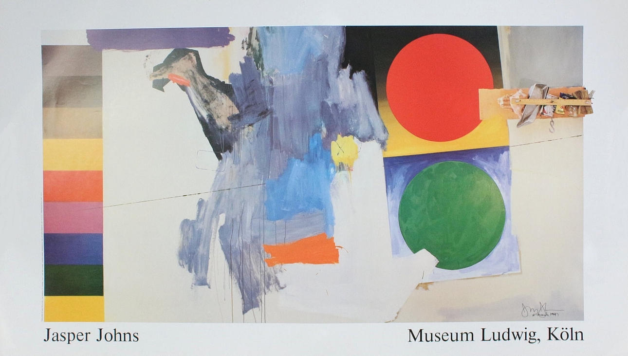 Poster, 'Jasper Johns, Museum Ludwig, Köln', autographed and dated, 1997.