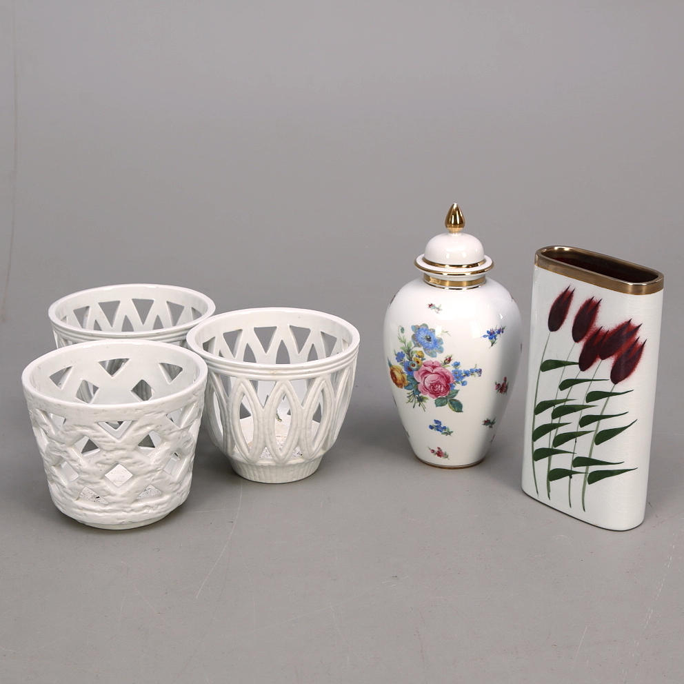 KERAMIKFÖREMÅL, 5 st, Rörstrand, Gunnar Nylund, Jackie Lynd.