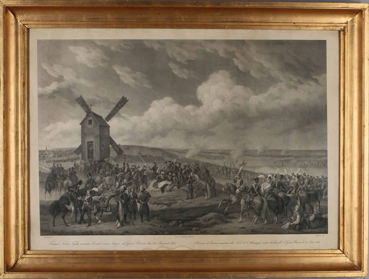 LITOGRAFI "Förenade Norra Tyska arméens bivuak innan Slaget vid Gross-Beeren den 23 Augusti 1813", Wetterling pinx. tryckt hos Gjöthström & Magnusson. Dahlström lith.