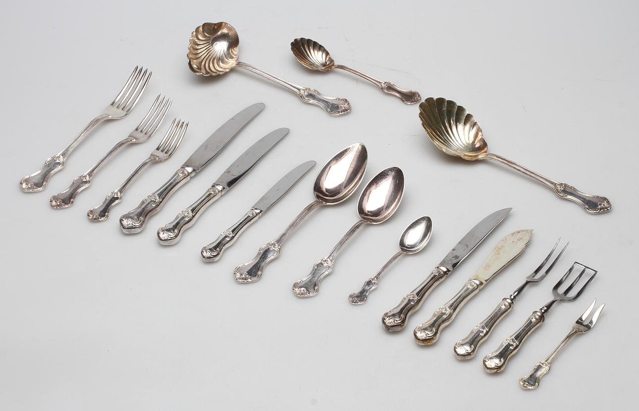 BESTICK, 129 delar, nysilver, "Patricia", Mema AB, 1900-tal.