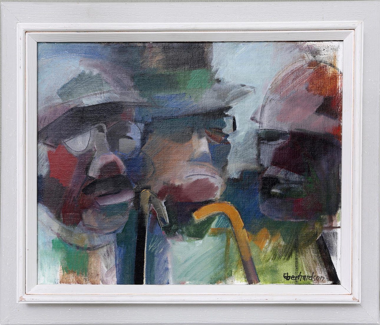 EBBE EBERHARDSON. Olja på pannå, "Ljugarbänken", Sign.