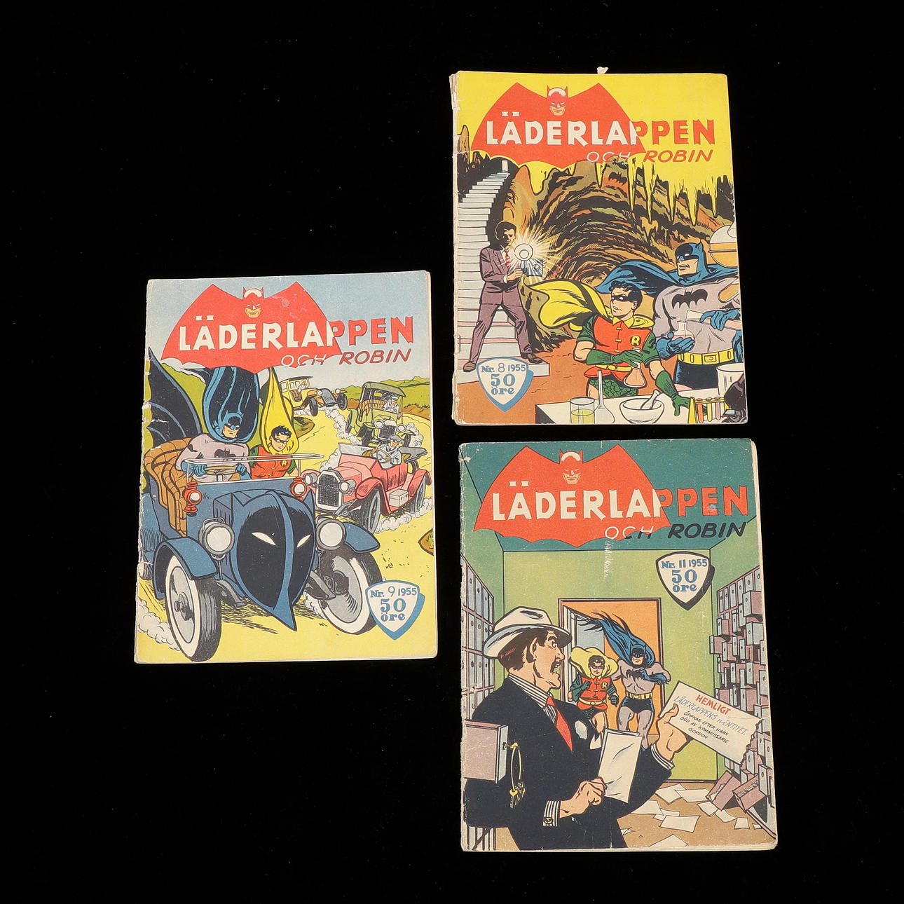 LÄDERLAPPEN UND ROBIN, Comichefte, 3 Stück, von 1955.