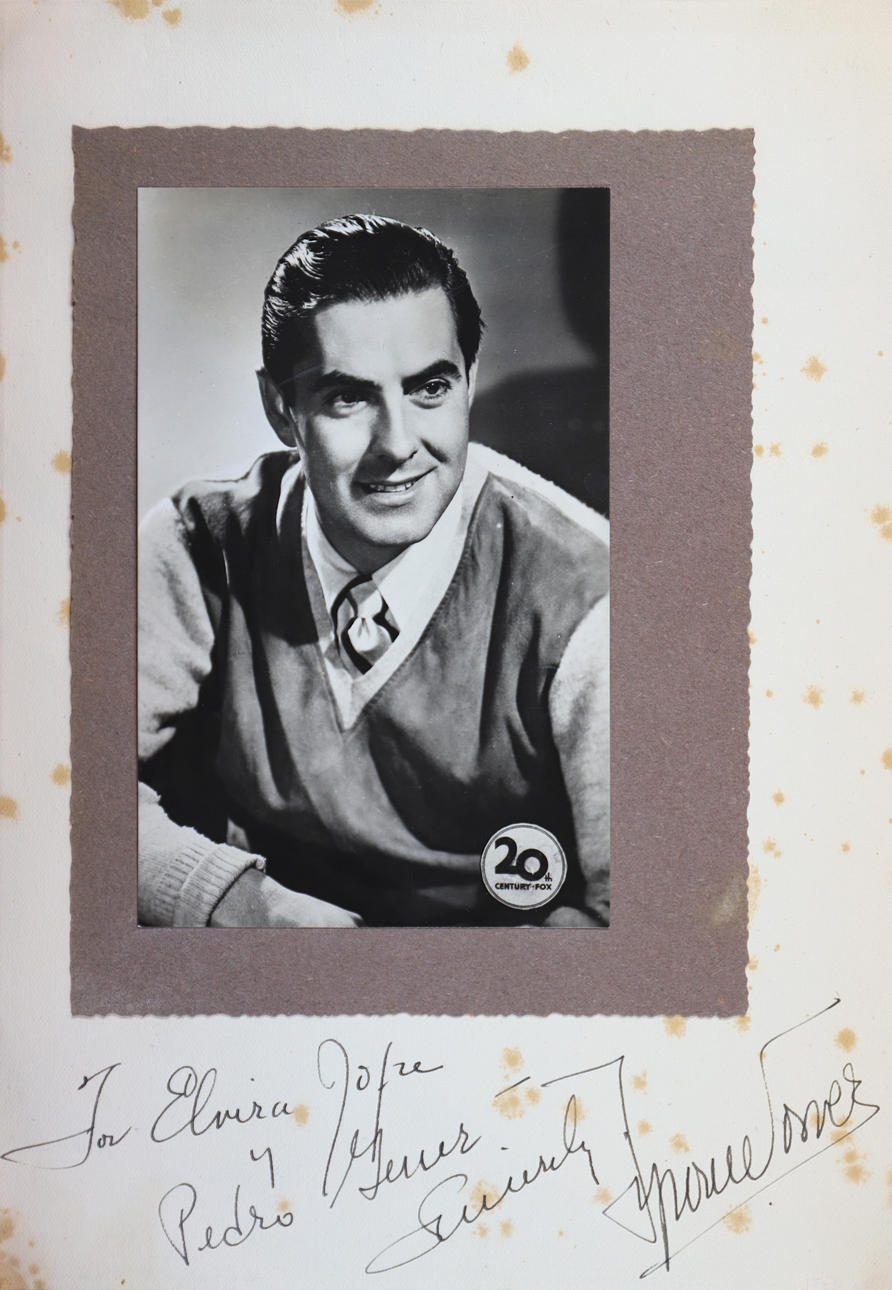 TYRONE POWER. Dedication and autograph.