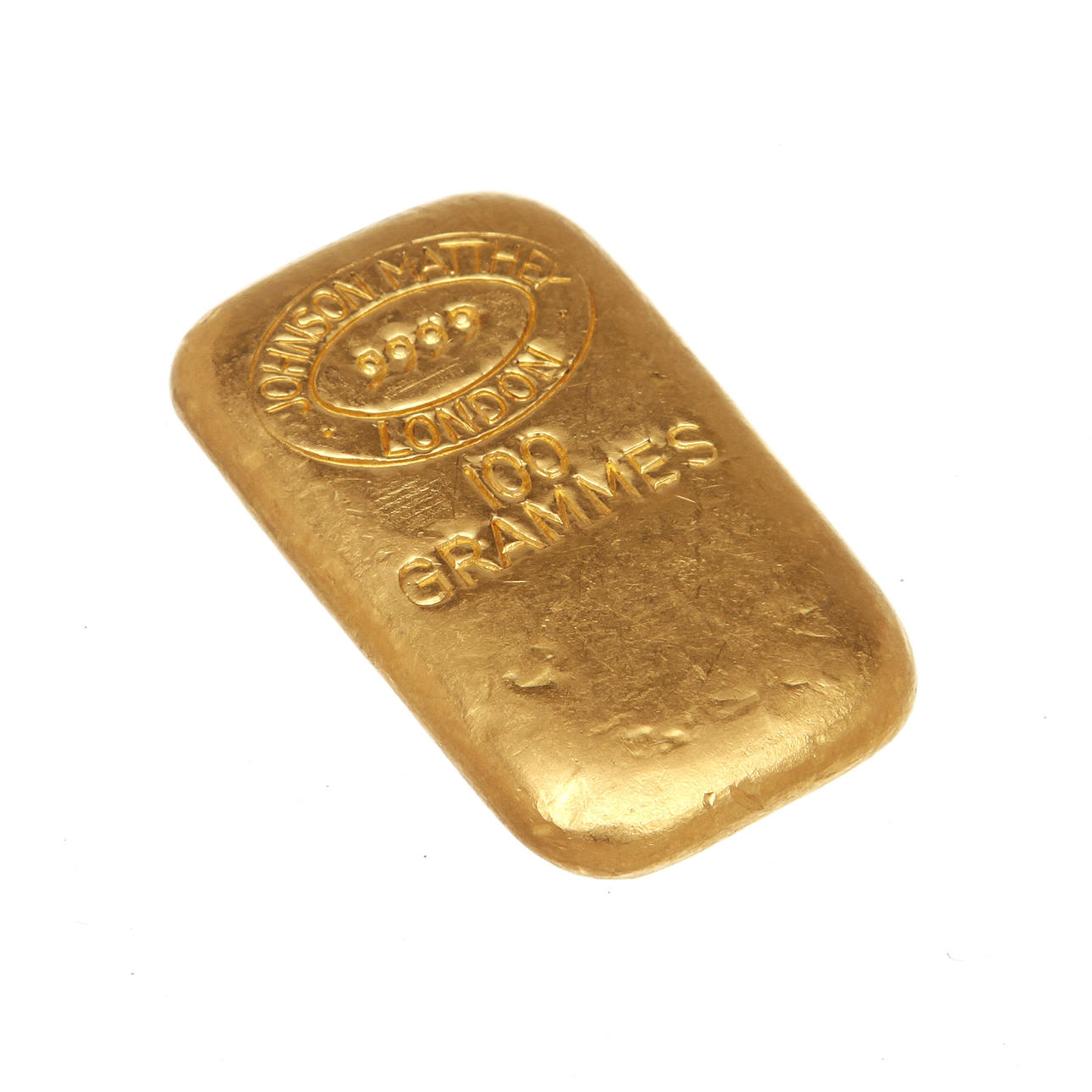 GULDTACKA, 24k guld. Johnson Matthey London. Vikt 100 gram.