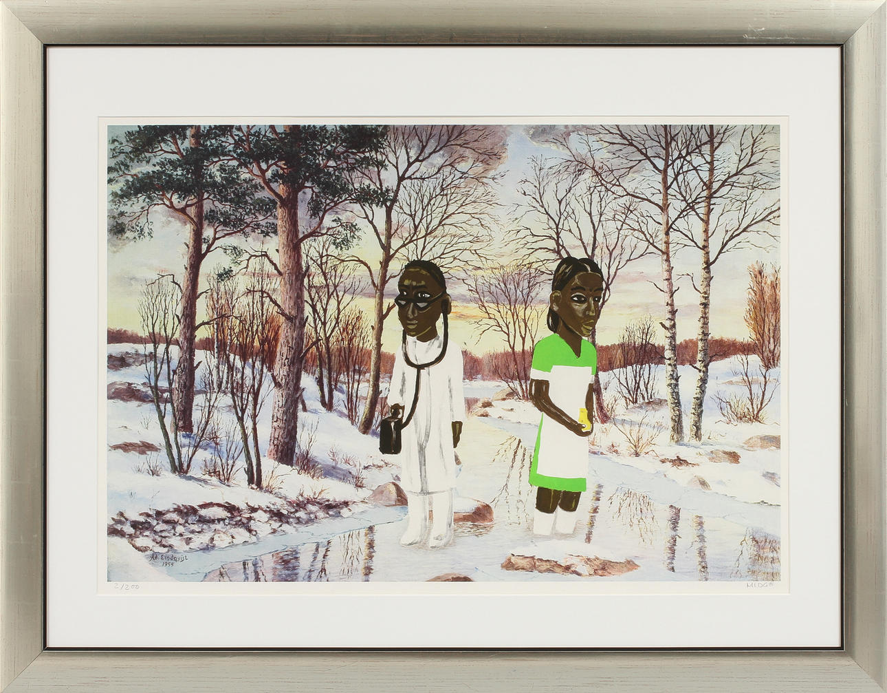 MARIANNE LINDBERG DE GEER. "Jag tänker på mig själv/orientering I". Färglitografi, monogramsignerad och numrerad 2/200.