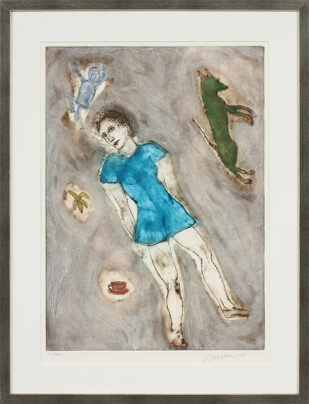 SUSANNE NESSIM. Figurkomposition, etsning, sign o num28/90.