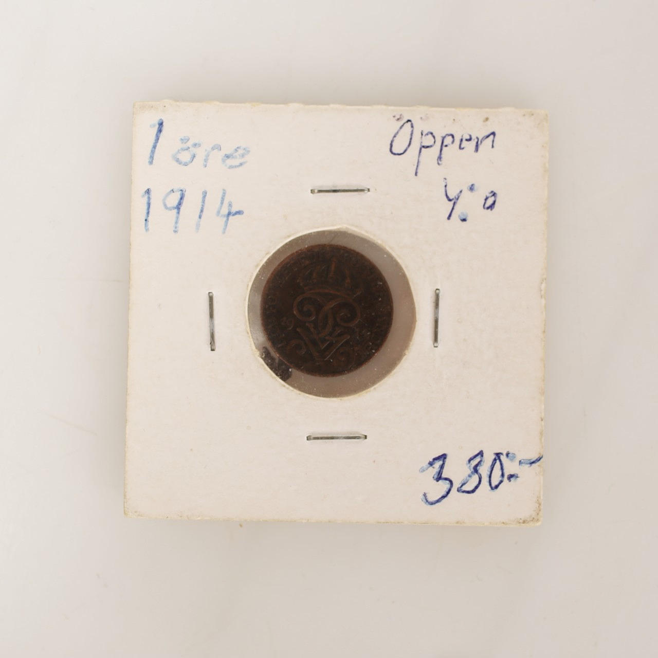 MYNT, koppar, 1 öre, 1914, Sverige.