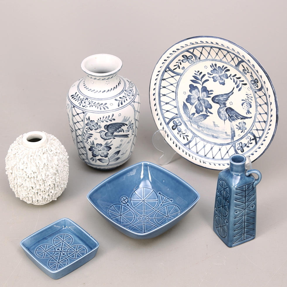 KERAMIKFÖREMÅL 6 st, Rörstrand, "Måne", Gunnar Nylund, Ilse Claesson.