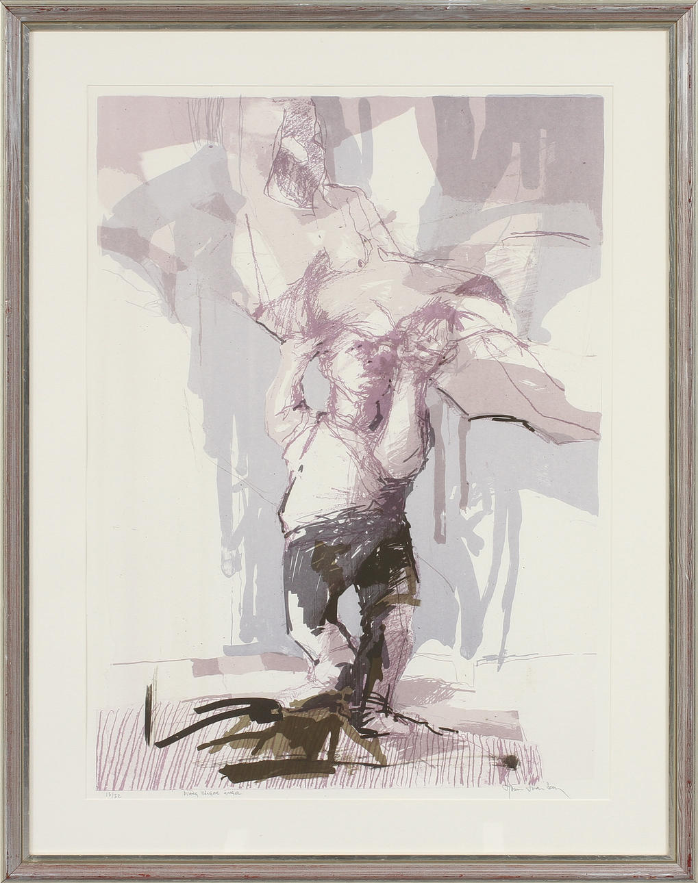 GÖRAN IVARSON. "Dvärg fångar ängel", litografi, signerad och numrerad 13/32.