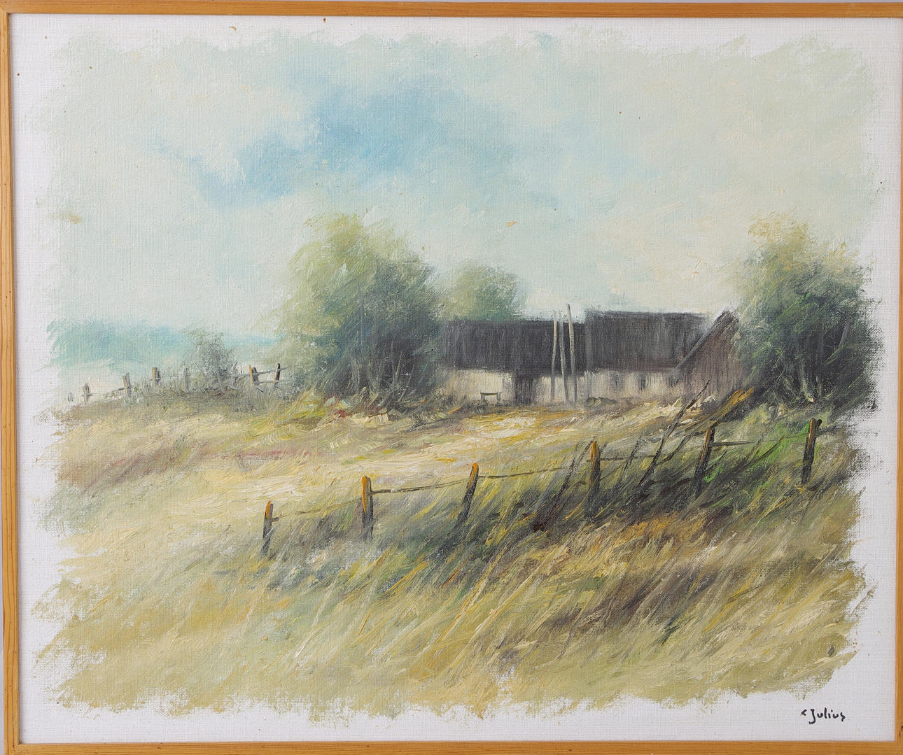 CARL JULIUS. Gård i Skåne, olja på duk, signerad C. Julius.