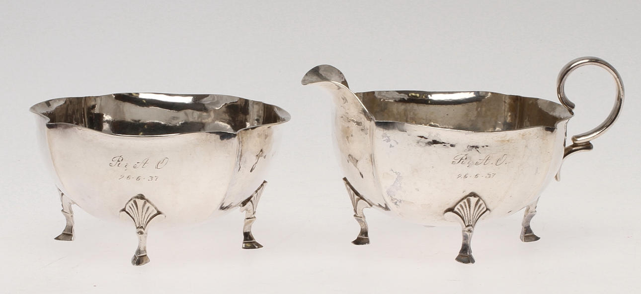 SKÅL samt KANNA, silver, Fridtjof Morken, Norge. Total vikt 294 gram.