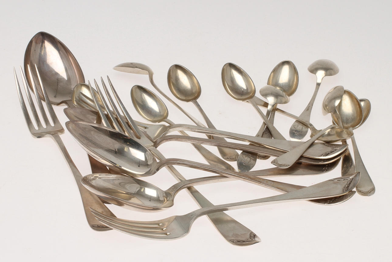 BESTICK, 20 delar, silver, P. A. Lie, Norge. Total vikt 674 gram.