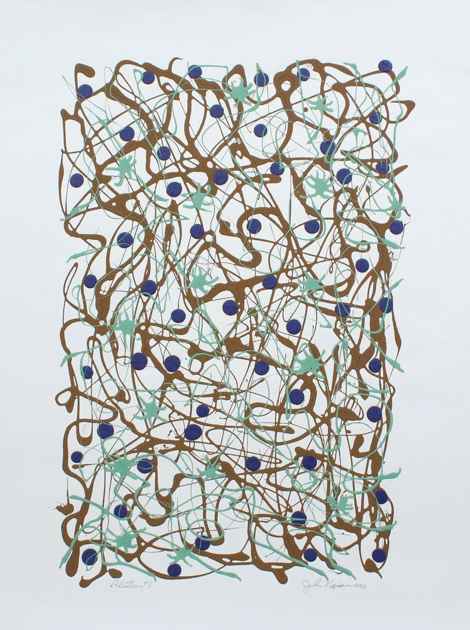 JOHN KAISER. 'Blossoms #3', mixed media on paper, signed.