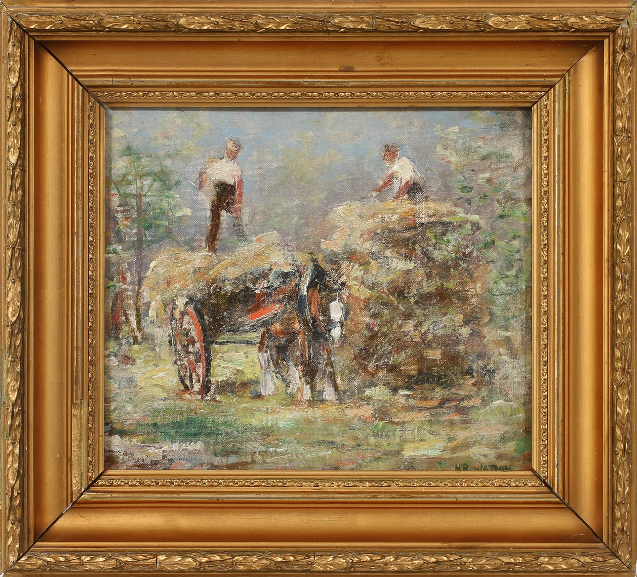 HOMER RANSFORD WATSON. HANS ART. Hölastning, olja på pannå, signerad.