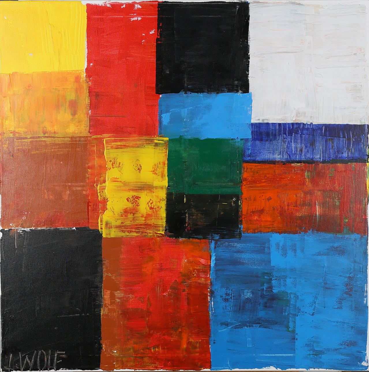 JAN WOLF. Komposition. Akryl på duk. Signerad J Wolf.
