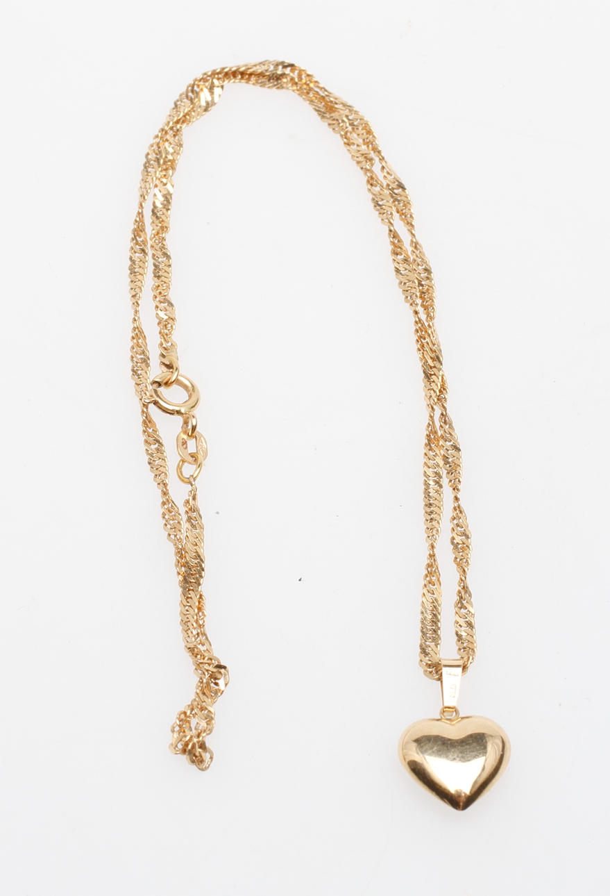 HALSKEDJA samt HÄNGE, 18k guld, vikt ca 4,8 gr.