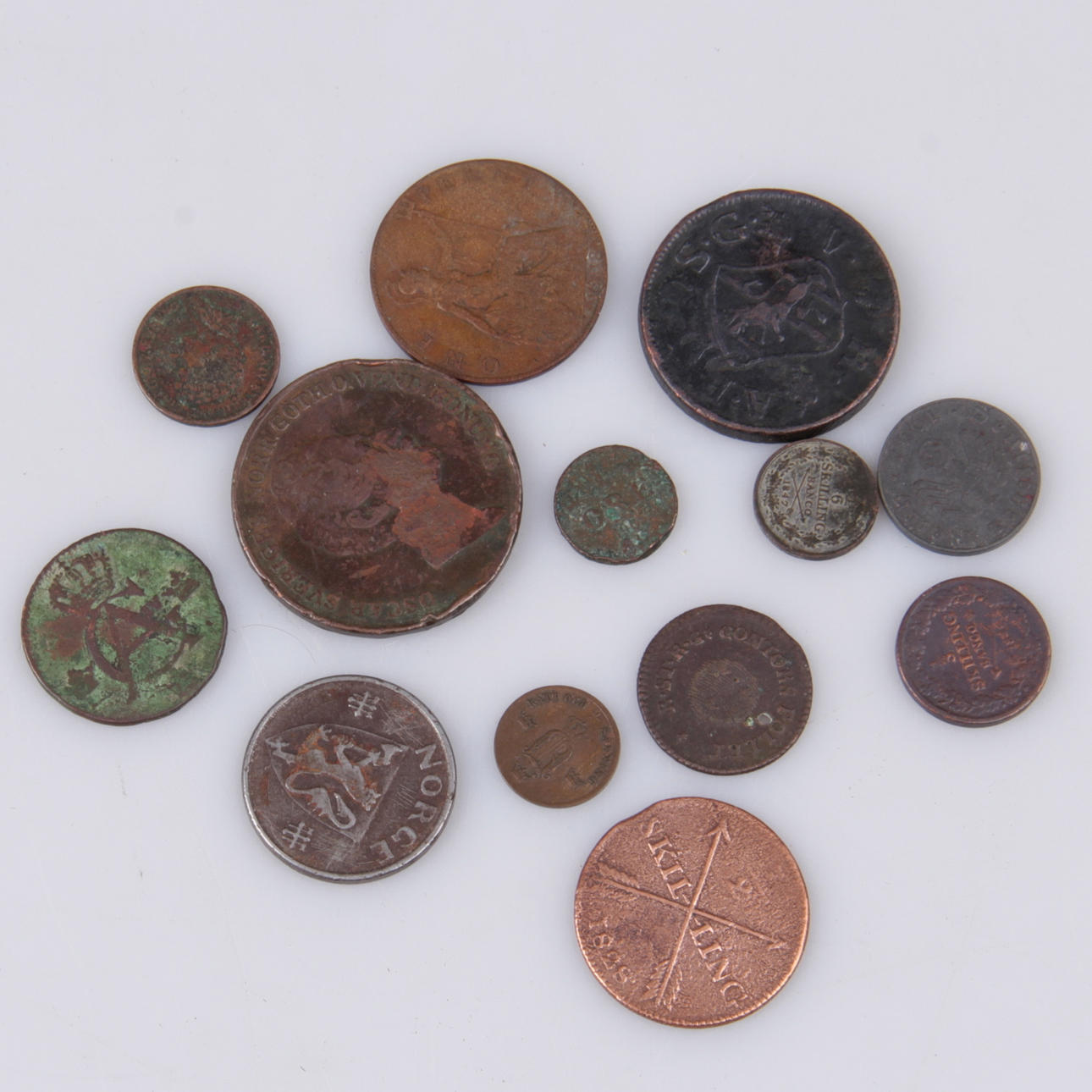 MYNT, 13 st. Sverige, Norge, England, Tyskland.