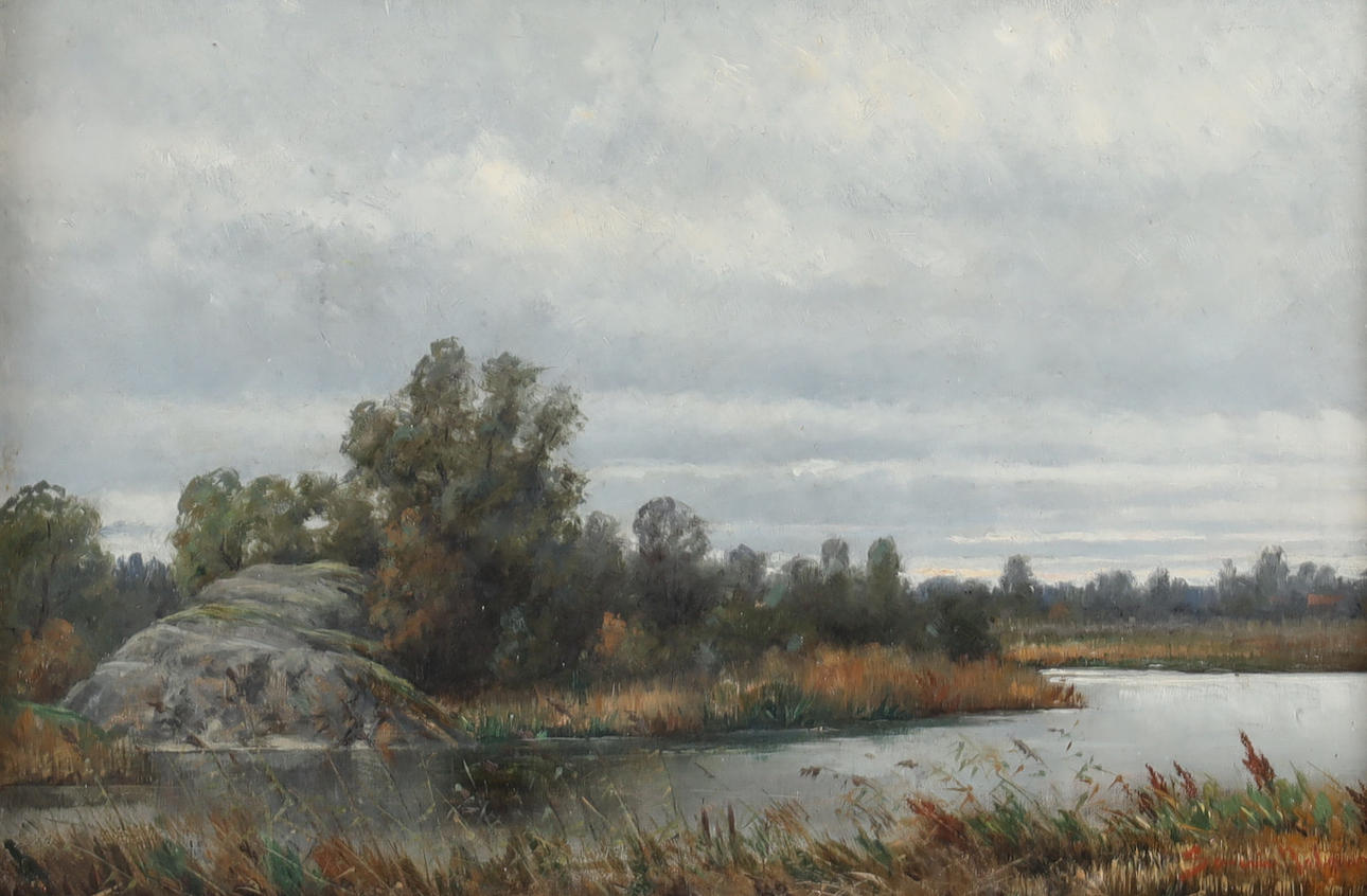 SEVERIN NILSSON. Landschaft, Öl auf Platte.